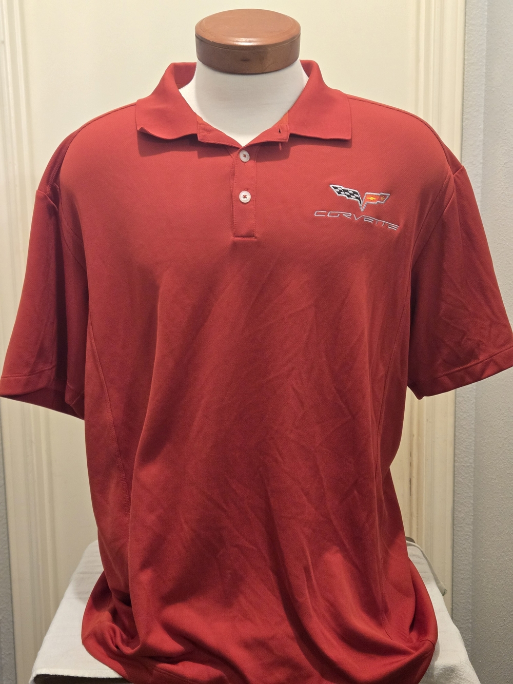 Nike, Red, Corvette Polo Shirt with Embroidered Logo